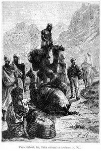 كان Passepartout يتجول كالمعتاد ، التوضيح من "حول العالم في ثمانين يومًا" لجول فيرن (1828-1905) أواخر القرن التاسع عشر